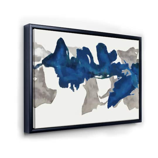 Designart - Gouache Sapphire on Gray VI - Modern Framed Canvas Wall Art Print